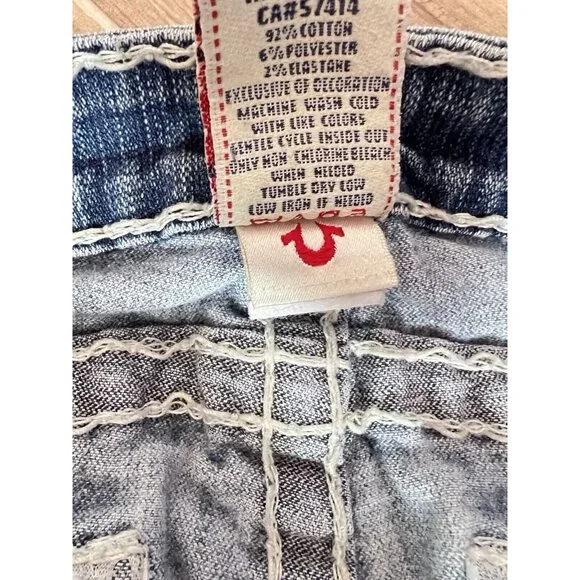 TRUE RELIGION 32 x 28 Jeans BECKY SUPER T USA Pre-Owned Light Wash Frayed Hem - Picture 7 of 13